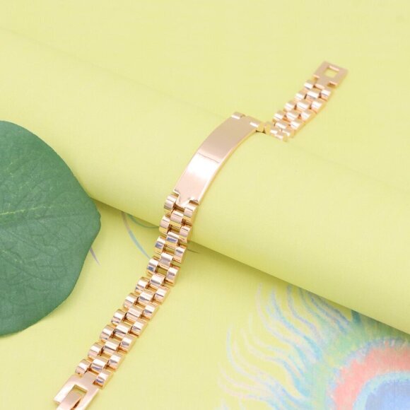 "Elegant Rose Gold Bracelet in Polished Link Design, XPBL1139 - Picture 4 of 12